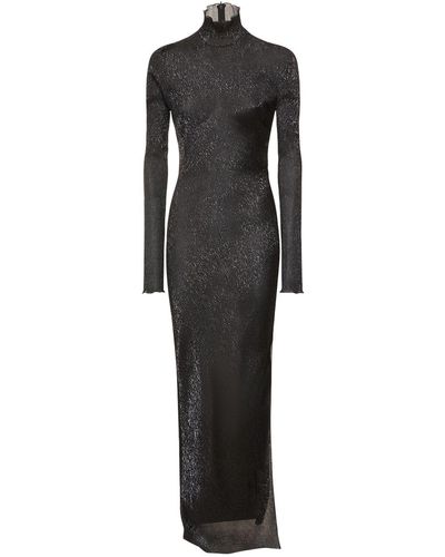 Petar Petrov Lurex Crepon Turtleneck L/S Long Dress - Black