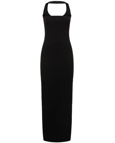 Courreges Hyperbole 90s Ribbed Cotton Long Dress - Black
