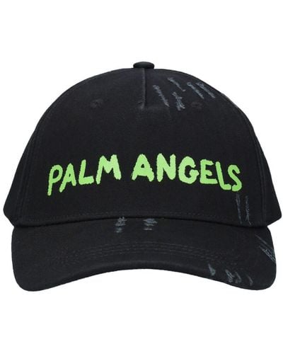 Palm Angels Seasonal Logo Cotton Baseball Cap - Black