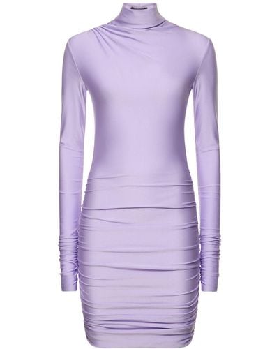 ANDAMANE Oleandra Shiny Lycra Mini Dress - Purple
