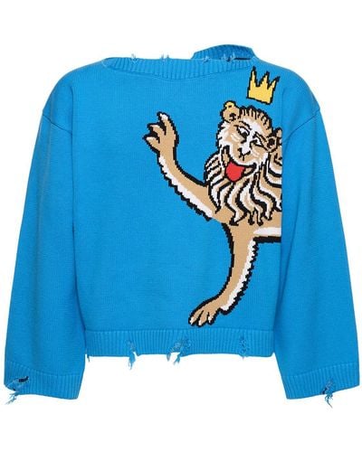 Charles Jeffrey Graphic Slash Lion セーター - ブルー