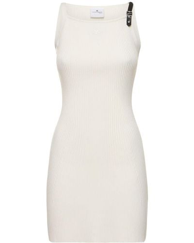 Courreges Rib Knit Viscose Mini Dress - White