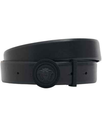 Versace 30Mm Medusa Leather Belt - Black