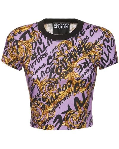 Versace Camiseta corta con motivo Garland - Multicolor
