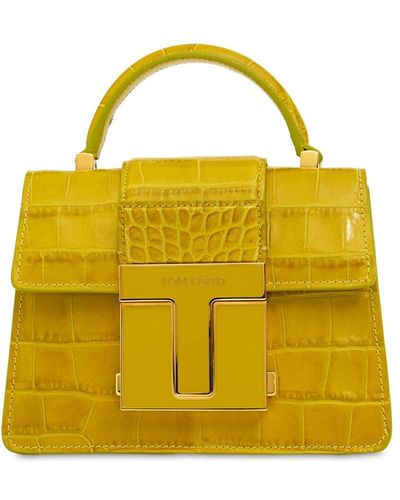 Tom Ford Mini Embossed Leather Top Handle Bag - Yellow