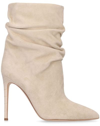Paris Texas 105mm Slouchy Suede Ankle Boots - Natural
