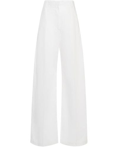 Sportmax Gebe Cotton Canvas Wide Pants - White