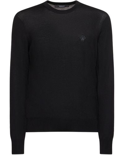 Versace Medusa Wool & Silk Knit Sweater - Black