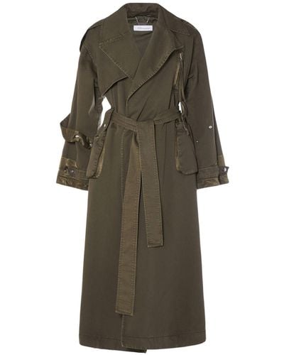 Blumarine Trench-coat en gabardine de coton avec ceinture - Vert