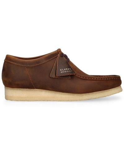 Clarks Wallabee Leather Lace-up Shoes - Brown
