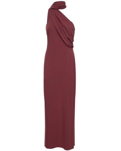 Magda Butrym Draped Jersey Long Dress W/Scarf - Purple