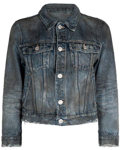 Balenciaga Knappe Jacke Aus Denim - Blau