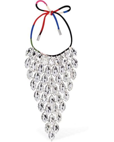 Emilio Pucci Crysal Cascade Collar Necklace - White