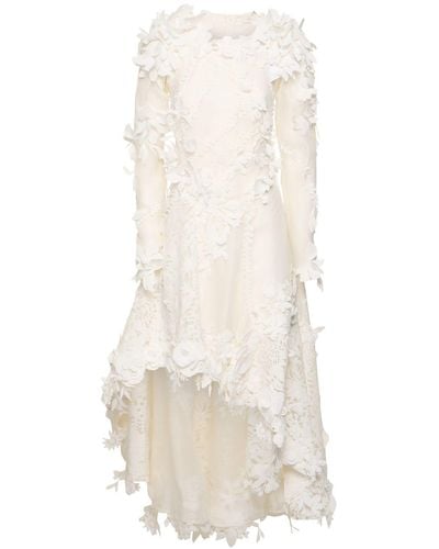 Zimmermann Tranquility Linen & Silk Lace Midi Dress - White
