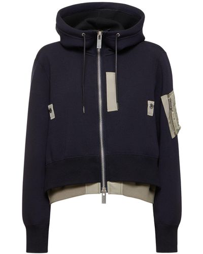 Sacai Sponge Jersey Elastic Hoodie - Blue