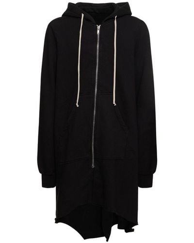 Rick Owens Hooded Fishtail Zipped Sweatshirt - Black