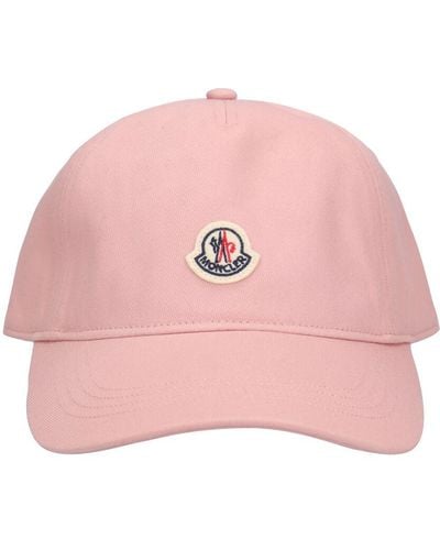 Moncler Cappello baseball in cotone con logo - Rosa