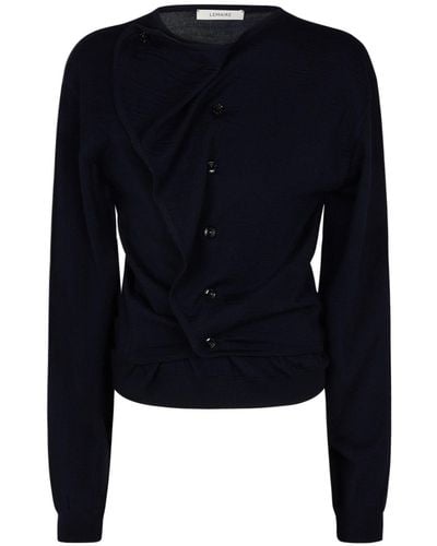 Lemaire Buttoned Wool Blend Cardigan - Blue