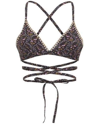 Isabel Marant Bikini estampado con cordón - Negro