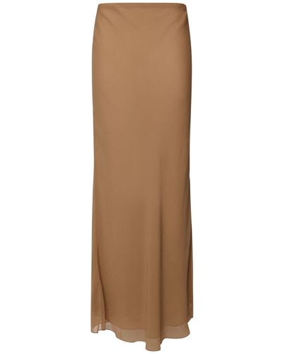 Khaite Mauva Silk Chiffon Long Skirt - Brown
