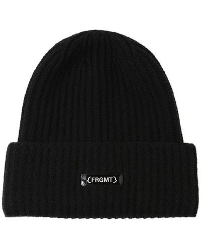 Moncler Genius Moncler X Frgmt Logo Wool Rib Beanie Hat - Black