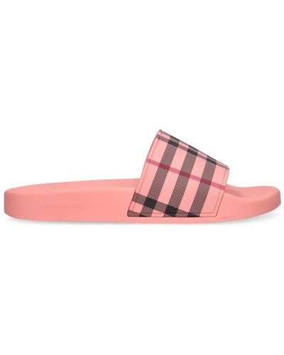 Burberry 10mm Furley Rubber Pool Slides - Pink