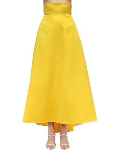 Sara Battaglia High Waist Maxi Duchesse Skirt - Yellow