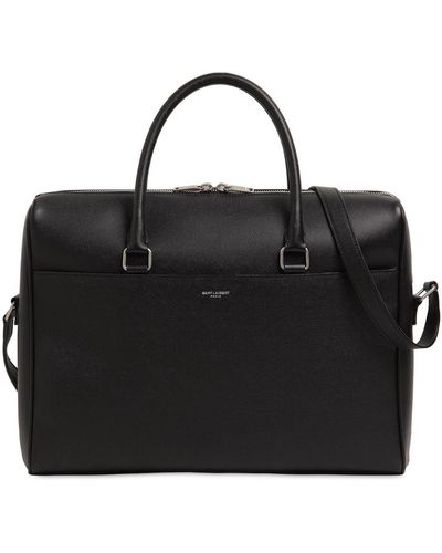 Saint Laurent Sacoche En Cuir Grainé - Noir