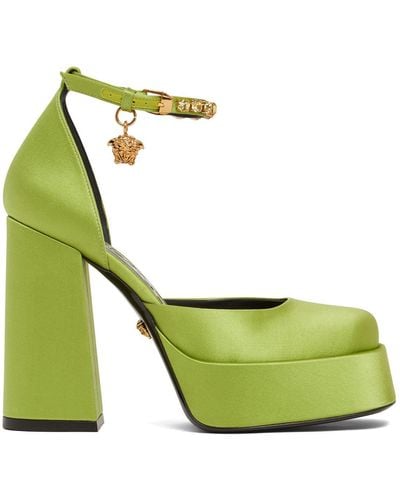 Versace Zapatos de tacón de satén con y viscosa 110mm - Verde