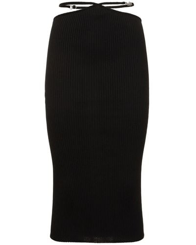 Amiri Cutout Cotton Blend Knit Midi Skirt - Black