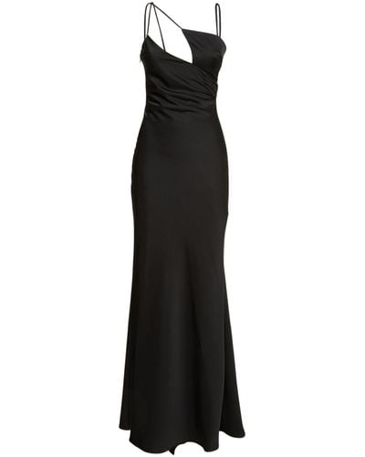 The Attico Melva Double Satin Long Dress - Black
