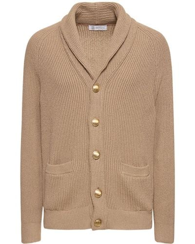 Brunello Cucinelli Cardigan en maille de coton - Neutre