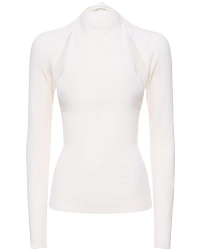 Peter Do Wool & Silk Knit Halter Top - White