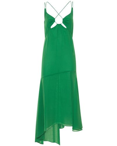 ANDAMANE Layla Stretch Silk Georgette Midi Dress - Green