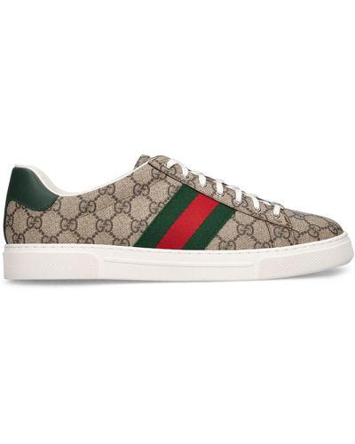 Gucci Sneaker in tela gg supreme con firma web - Marrone