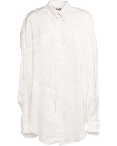 Balenciaga Camisa de pijama con monograma jacquard - Blanco