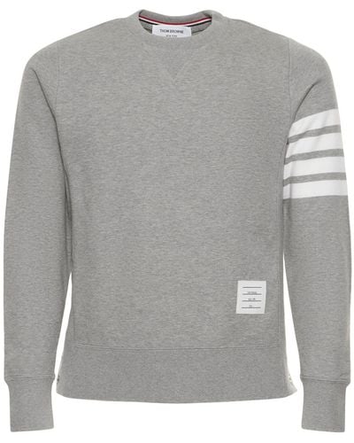 Thom Browne Intarsia Stripes Cotton Sweatshirt - Gray