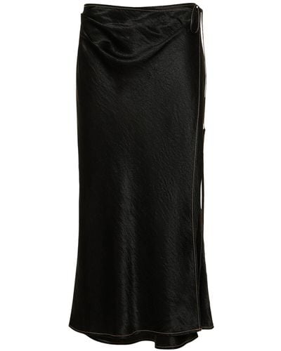Acne Studios Satin Wraparound Midi Skirt - Black
