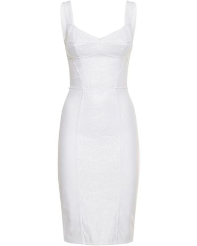Dolce & Gabbana Lace & Satin Corset Midi Dress - White