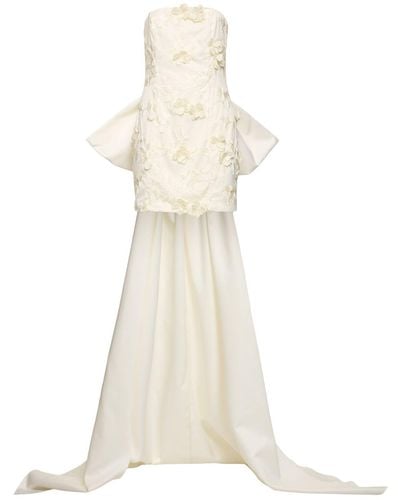 ROTATE BIRGER CHRISTENSEN Herika Flower Mini Dress W/ Bow Train - White