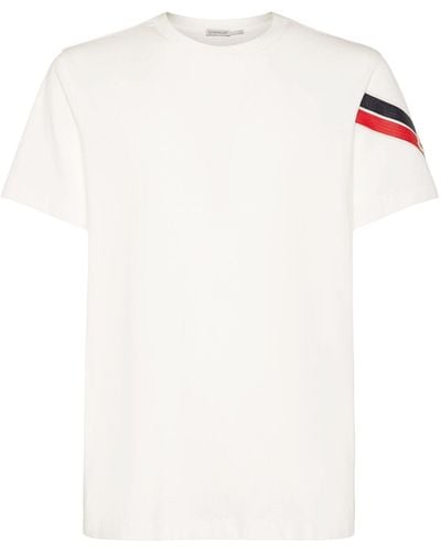 Moncler T-shirt Aus Baumwolljersey Mit Tricolor-druck - Weiß