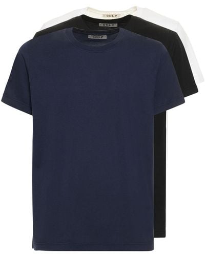 CDLP Lot de 3 t-shirts en lyocell et coton - Bleu