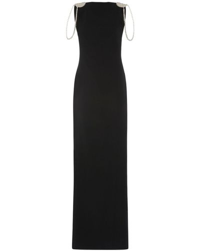 DSquared² Embellished Satin Open Back Long Dress - Black