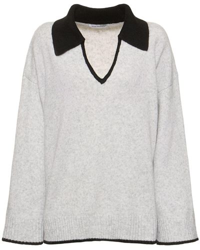 WeWoreWhat V Collar Knitted Jumper - White
