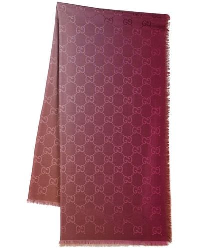 Gucci gg Cotton & Silk Blend Scarf - Purple