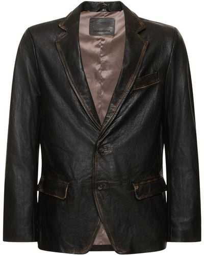 Giorgio Brato Bleached Leather Blazer - Black