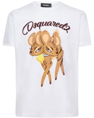 DSquared² T-shirt in jersey di cotone stampato - Bianco