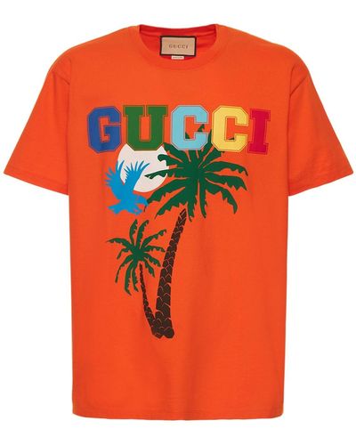 Gucci T-shirt In Cotone - Arancione