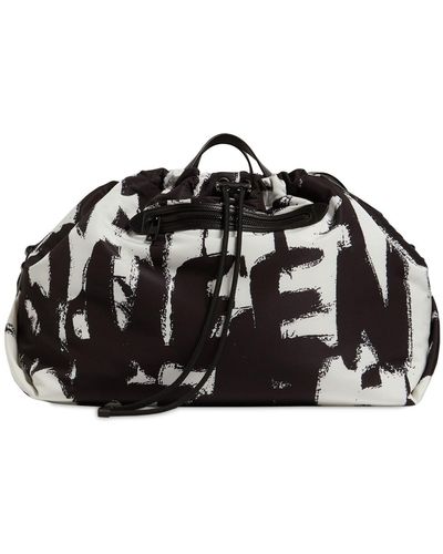 Alexander McQueen Allover Logo Nylon Duffle Bag - Black