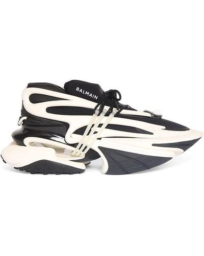 Balmain Unicorn Neoprene & Leather Sneakers - White